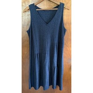 Cut Loose Blue Stripe Patch Dress Boho Lagenlook Oversized Slouchy Patchwork Mod